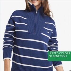 United Colors Of Benetton Navy Striped Sweater